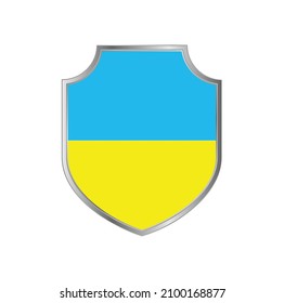 Flag of Ukraine with silver frame