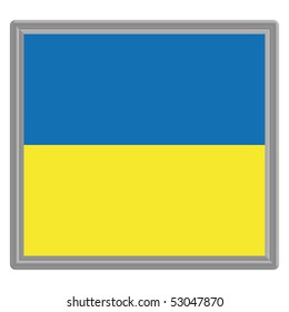Flag of Ukraine with silver frame