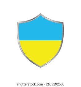 Flag of Ukraine with silver shield frame