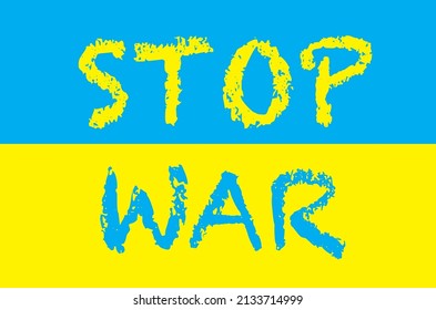 Bandera de Ucrania con el lema Detengan la guerra. Situación política en Ucrania.