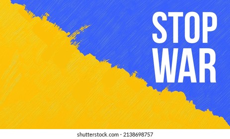 Flagge der Ukraine. Hör auf mit Krieg und ohne Krieg. Bete für die Ukraine, Concept Grunge Pinselstrich Vektorgrafik. Bete für Frieden und rette die Ukraine.  Design einzeln auf weißem Hintergrund.