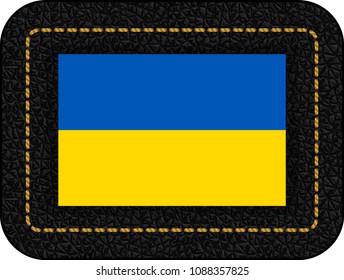 Flag of Ukraine. Vector Icon on Black Leather Backdrop. Aspect Ratio 2:3