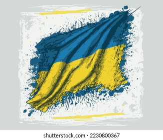 Flagge der Ukraine, Vektorgrafik mit Grunge-Struktur