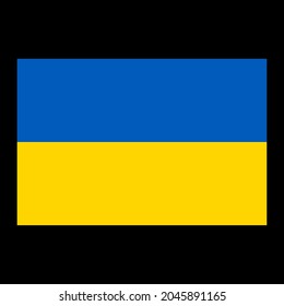 Ilustración vectorial de la bandera de Ucrania sobre fondo negro.