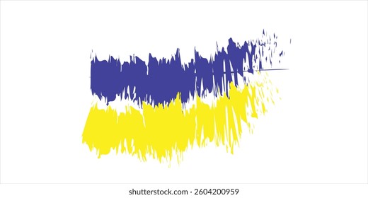 Flag of Ukraine. Vector illustration on gray background. National flag with two colors: blue and yellow. Beautiful brush strokes. Abstract concept. Elements for design. Painted texture.