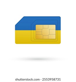 Flag of Ukraine. Vector illustration of SIM Card with flag on white background