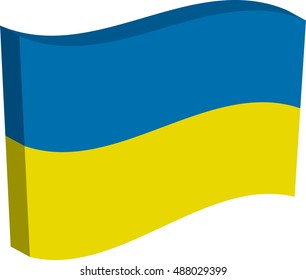 Flag of Ukraine. Vector illustration of a stylized flag. Axonometry and volume. Element for infographics.