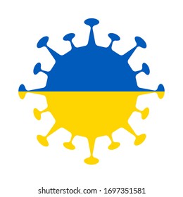 Flag of Ukraine in virus shape. Country sign. Vector illustration.