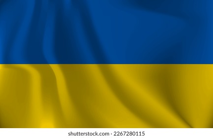 Flagge der Ukraine, mit einem starken Effekt aufgrund des Windes.