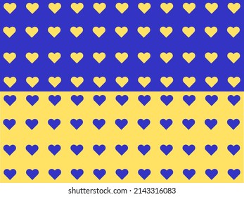 Flag of Ukraine with white hearts on its background. Support for Ukraine.Eps10