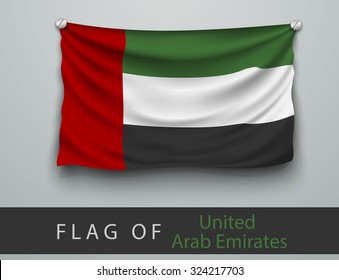 FLAG OF United Arab Emirates  battered, hung on the wall, screwed screws