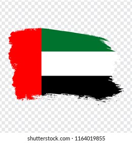 Flag of United Arab Emirates, brush stroke background.  Flag of United Arab Emirates on transparent background. Stock vector. Vector illustration EPS10.