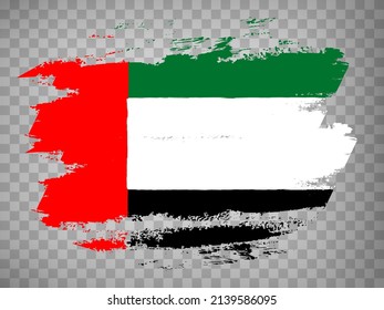 Flag United Arab Emirates brush stroke background.  Flag of  United Arab Emirates on tranparent backrgound for your web site design, app, UI.  Stock vector. EPS10.
