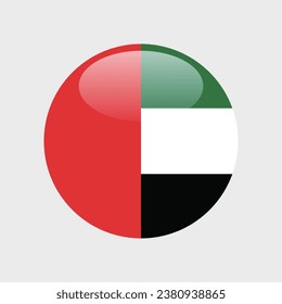 Flag of the United Arab Emirates. Button flag icon. Standard color. Circle icon flag. 3d illustration. Computer illustration. Digital illustration. Vector illustration.