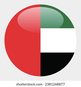 Flag of the United Arab Emirates. Button flag icon. Standard color. Circle icon flag. 3d illustration. Computer illustration. Digital illustration. Vector illustration.
