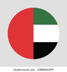 Flag of the United Arab Emirates. Button flag icon. Standard color. Circle icon flag. Computer illustration. Digital illustration. Vector illustration.
