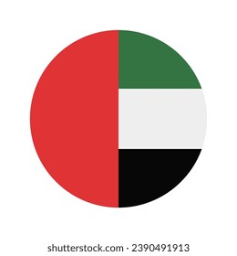 Flagge der Vereinigten Arabischen Emirate. Button-Flag-Symbol. Standardfarbe. Circle Icon Flag. Computergrafik. Digitale Illustration. Vektorgrafik.