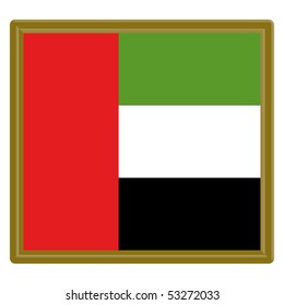 Flag of United Arab Emirates with gold frame
