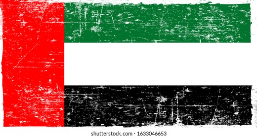 Flag of the United Arab Emirates in grunge style. The correct proportions. Vector illustration.