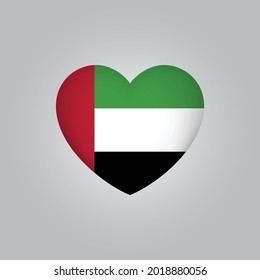 Flag of United Arab Emirates in heart. UAE flag vector. Love UAE symbol