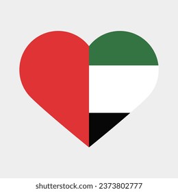 Flag of the United Arab Emirates. Heart-shaped flag icon. Standard color. Heart icon flag. Computer illustration. Digital illustration. Vector illustration.