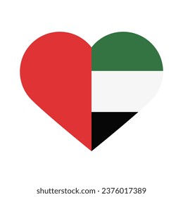 Flag of the United Arab Emirates. Heart-shaped flag icon. Standard color. Heart icon flag. Computer illustration. Digital illustration. Vector illustration.