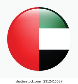 The flag of the United Arab Emirates. Flag icon. Standard color. Round flag. 3d illustration. Computer illustration. Digital illustration. Vector illustration.