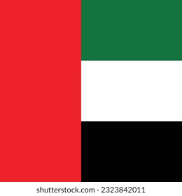 Flag of the United Arab Emirates. Flag icon. Standard color. A square flag. Computer illustration. Digital illustration. Vector illustration.
