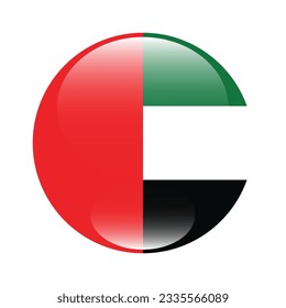 Bandera de los Emiratos Árabes Unidos. Icono de marca. Color estándar. Indicador de icono de círculo. 3 quinquies ilustración. Ilustración del equipo. Ilustración digital. Ilustración vectorial.
