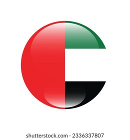 Flag of the United Arab Emirates. Flag icon. Standard color. Circle icon flag. 3d illustration. Computer illustration. Digital illustration. Vector illustration.