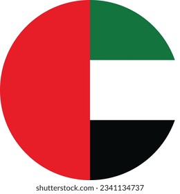 Flag of the United Arab Emirates. Flag icon. Standard color. Circle icon flag. 3d illustration. Computer illustration. Digital illustration. Vector illustration.