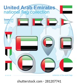  Flag of United Arab Emirates, icon collection, vector illustration