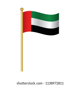 Flag of United Arab Emirates ,United Arab Emirates flag official colors and proportion correctly, United Arab Emirates flag waving isolated Vector illustration eps10.