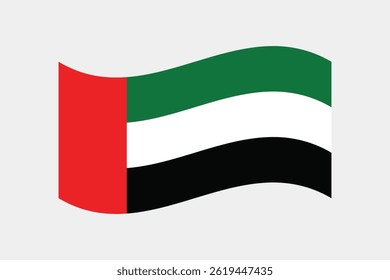 Flag of United Arab Emirates. United Arab Emirates flag official colors and proportion digital vector illustration. Wavy flag.