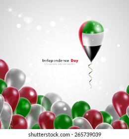 Flag of United Arab Emirates on balloon. Celebration and gifts. Ribbon in the colors are twisted. Independence Day. Balloons on the feast of the national