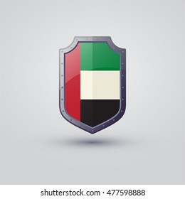 Flag of the United Arab Emirates on the shield