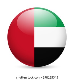 Flag of United Arab Emirates as round glossy icon. Button with flag design