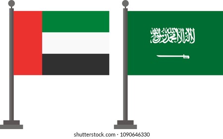  flag of United Arab Emirates flag  and Saudi Arabia  
