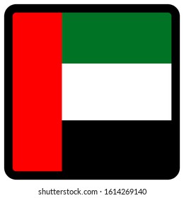 Flag of United Arab Emirates in the shape of square with contrasting contour, social media communication sign, patriotism, a button for switching the language on the site, an icon.