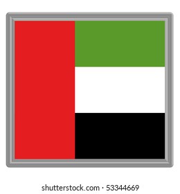 Flag of United Arab Emirates with silver frame