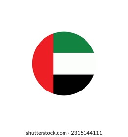 Flag of the United Arab Emirates. Standard color. Round button icon. A circular icon. Computer illustration. Digital illustration. Vector illustration.