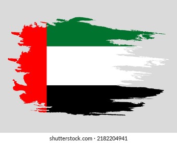 Flag of the United Arab Emirates. UAE flag. Brush stroke background