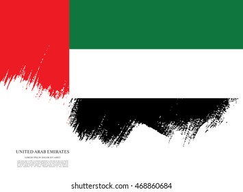 Flag of the United Arab Emirates. UAE flag. Brush stroke background