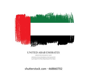 Flag of the United Arab Emirates. UAE flag. Brush stroke background