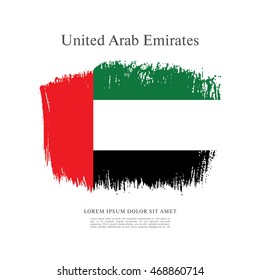 Flag of the United Arab Emirates. UAE flag. Brush stroke background