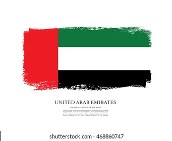 Flag Of The United Arab Emirates. UAE Flag. Brush Stroke Background