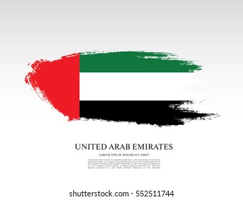 Flag Of The United Arab Emirates. UAE Flag. Brush Stroke Background