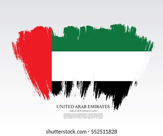 Flag of the United Arab Emirates. UAE flag. Brush stroke background