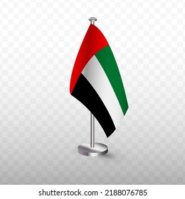 Flag Of United Arab Emirates. Vector Illustration Of A Flag With Flagpole On A Transparent Background (PNG).