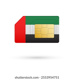 Flag of United Arab Emirates. Vector illustration of SIM Card with flag on white background